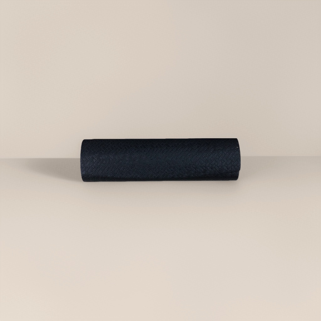 Black textured roll-shaped eyeglass case details Picture