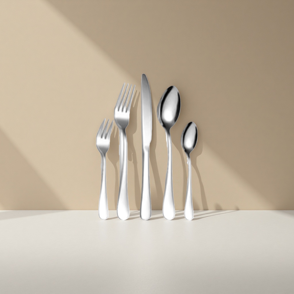 Silver tableware set, stainless steel household Western cuisine fork, spoon and knife four-piece set details Picture