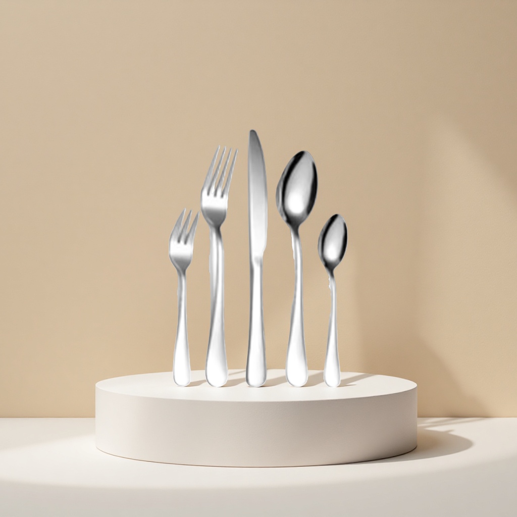 Silver tableware set, stainless steel household Western cuisine fork, spoon and knife four-piece set Specification image
