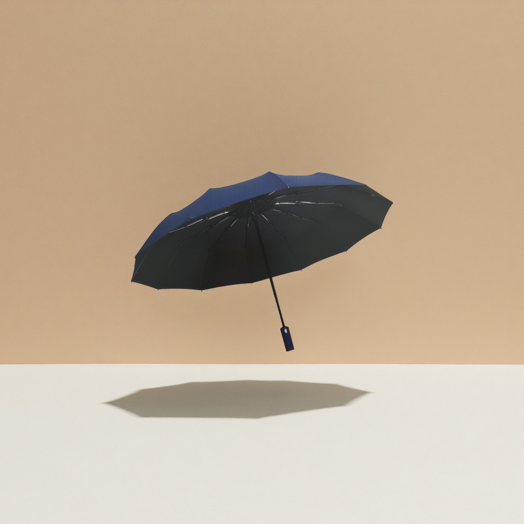 藏青色双层晴雨伞 防水防晒自动开合便携折叠