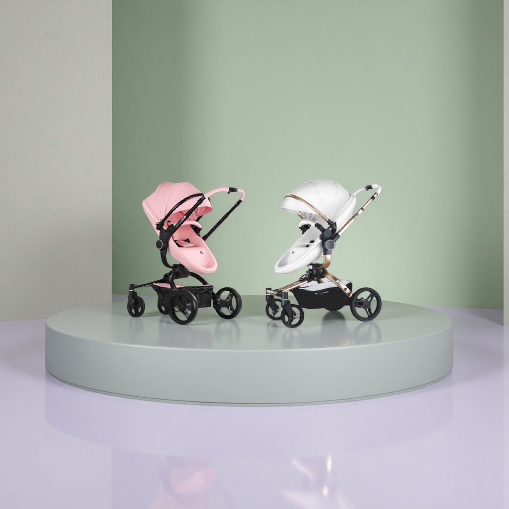Rosa blanco bicolor opcional baby carry ligero plegable anti-choque baby trolley