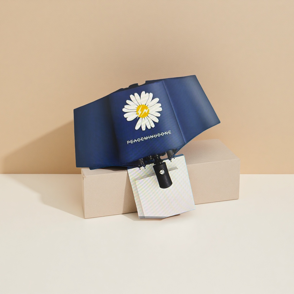 Azul oscuropeaceminusone daisyrelámpago estampado paraguas blancoparaguas con cara amarillocorazón daisy Specification image