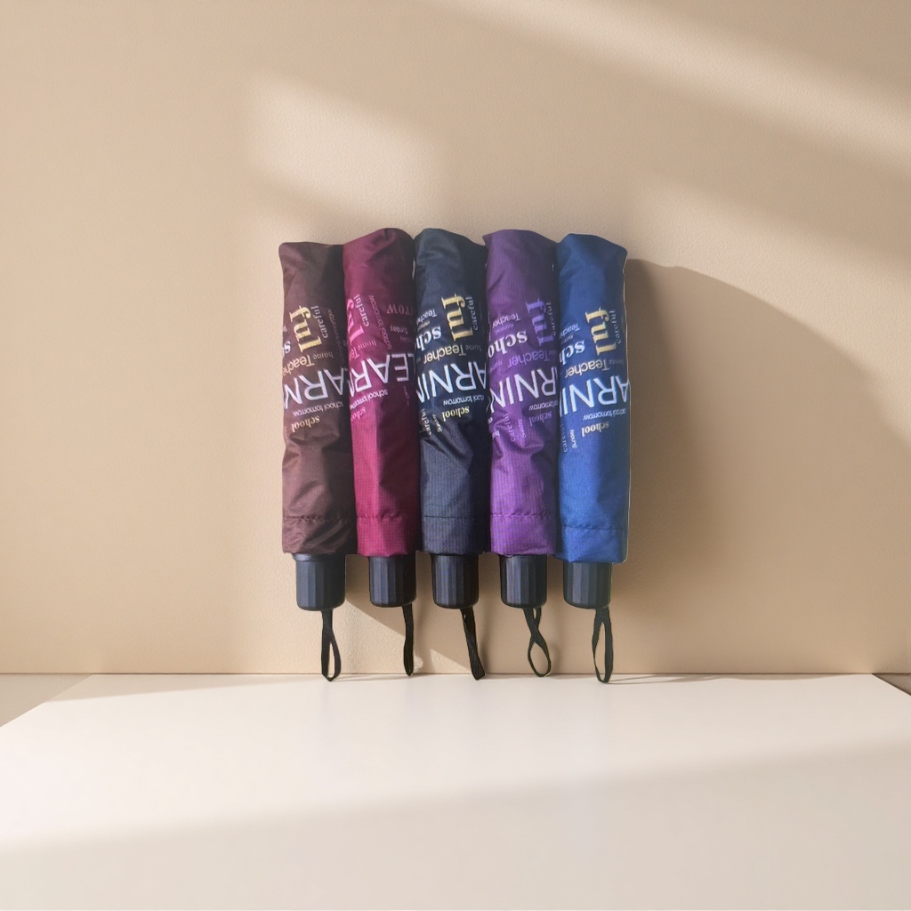 Colorful letter printed all-weather umbrella, waterproof, sun-proof, lightweight and foldable details Picture