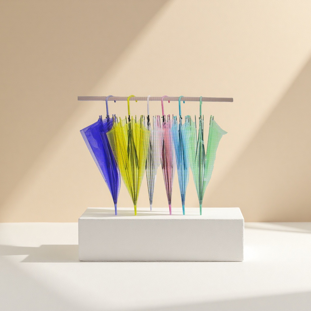 Multi-color transparent all-weather umbrella, UV protection, lightweight and foldable umbrella Specification image