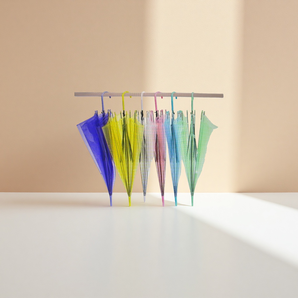 Multi-color transparent all-weather umbrella, UV protection, lightweight and foldable umbrella details Picture