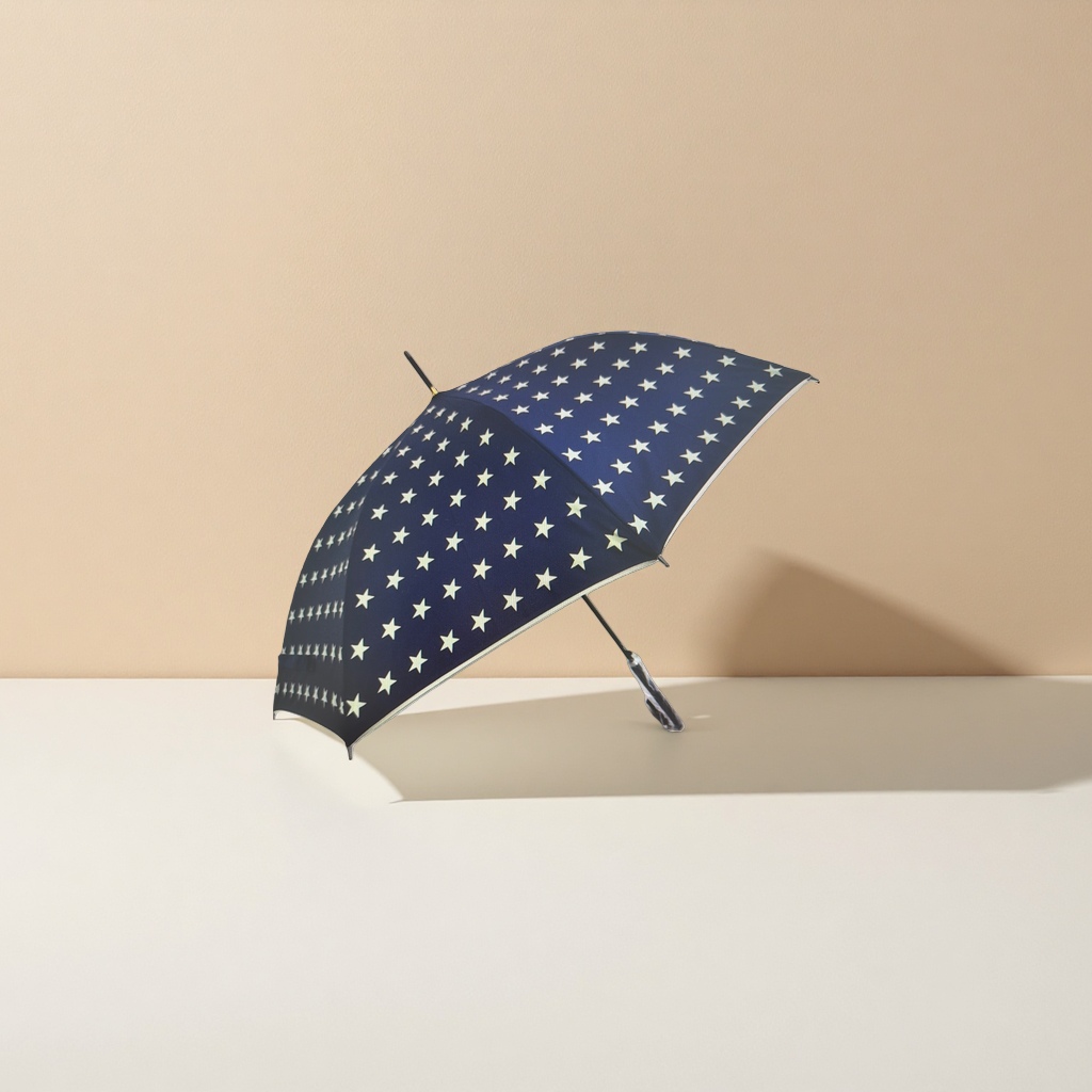 Azul oscuro estrella patrón soleado lluvia paraguas de doble uso impermeable protección solar ligero plegable Specification image