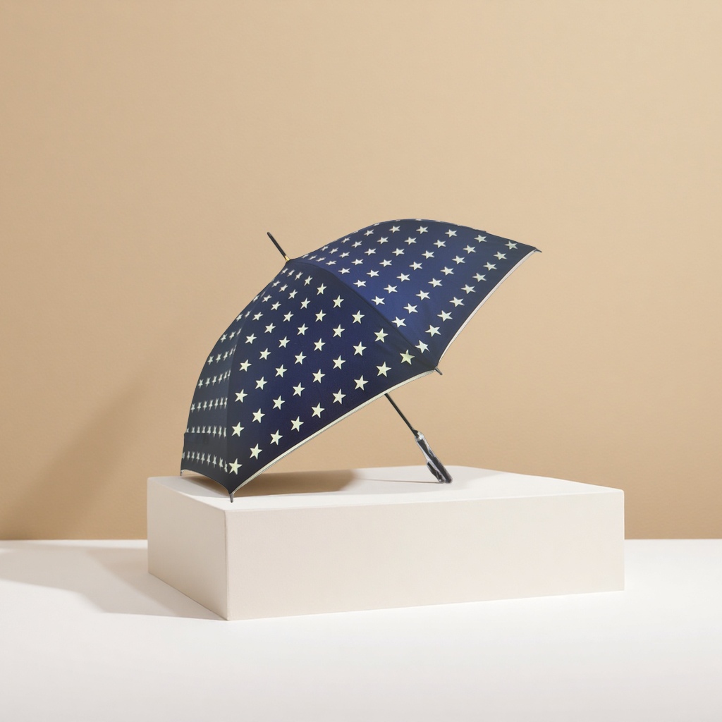 Azul oscuro estrella patrón soleado lluvia paraguas de doble uso impermeable protección solar ligero plegable Application Scenario