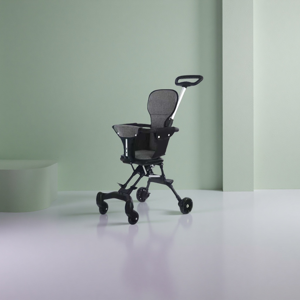 Серая коляска легко складывается, регулируя высокоударный пейзаж Specification image