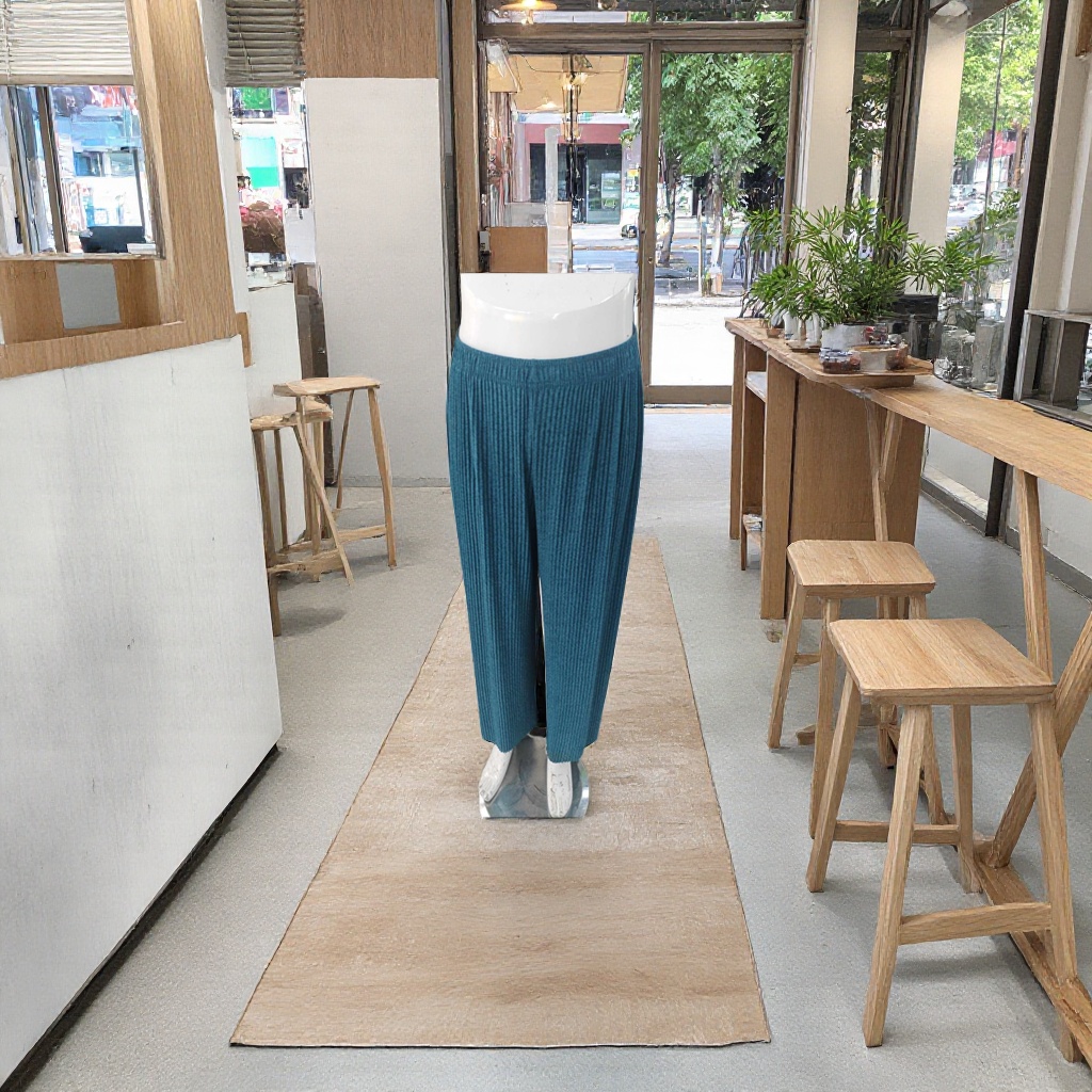 Azul rayas verticales cintura alta pierna ancha colgante slim casual versátil pantalones para mujeres Specification image