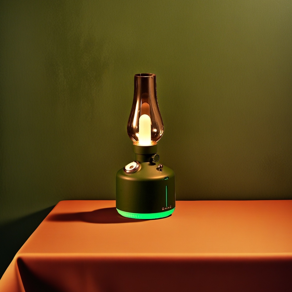 The green retro time humidifier with a time lamp design creates a home atmosphere Application Scenario