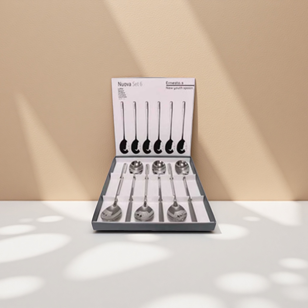 Silver stainless steel spoon set, home Western tableware gift box