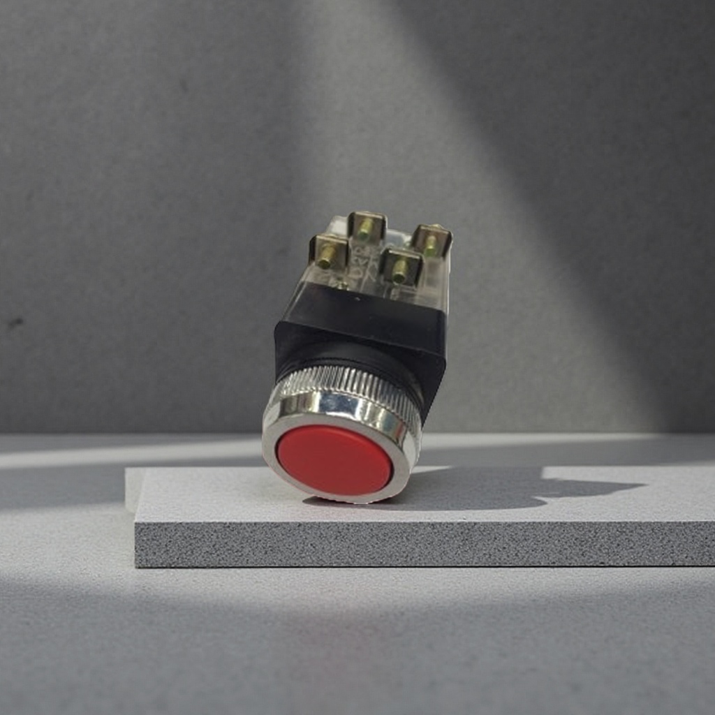 Red button switch with light, self-locking, waterproof, industrial-grade 22mm, circular, normally open and normally closed