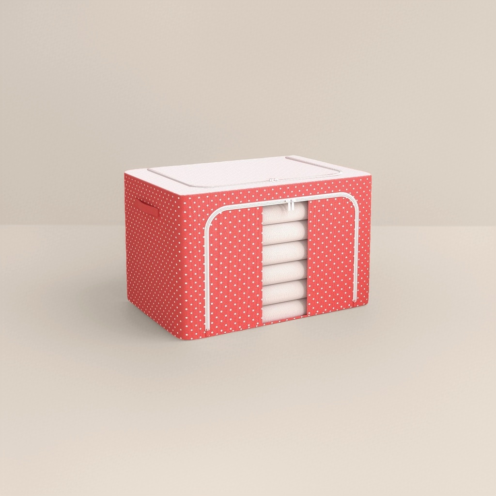 Red wave point oxford caja de almacenamiento de tela caja organizadora de polvo de gran capacidad para el hogar dormitorio sala de estar universal Specification image