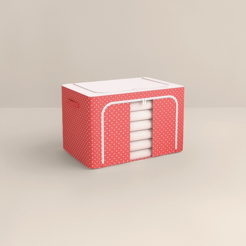 Red wave point oxford caja de almacenamiento de tela caja organizadora de polvo de gran capacidad para el hogar dormitorio sala de estar universal details Picture