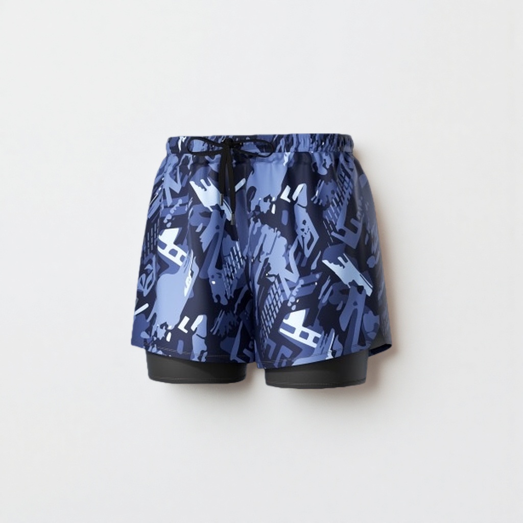 Blue and white camouflage pattern sport shorts for men, quick-drying casual capri pants Application Scenario