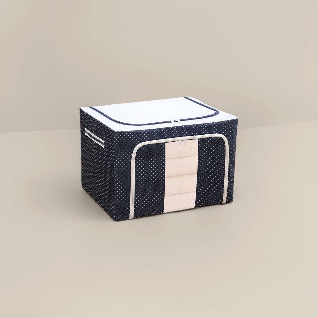 Black and white polka dot storage box, large-capacity organizing box, foldable storage box, home storage products Application Scenario