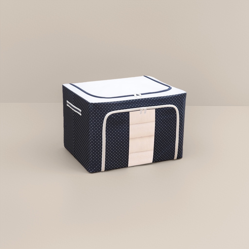 Black and white polka dot storage box, large-capacity organizing box, foldable storage box, home storage products Specification image