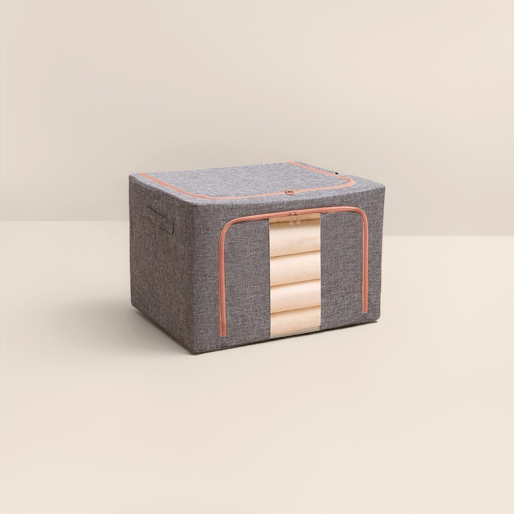 Dark grey cotton and linen fabric storage box, large-capacity household organization and storage box Application Scenario
