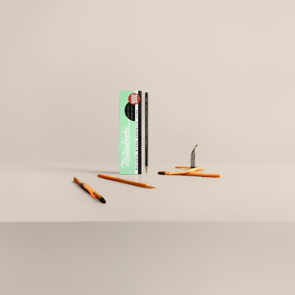 The student stationery is simple and practical with a green-packaged pencil case and a black and orange pencil set Specification image