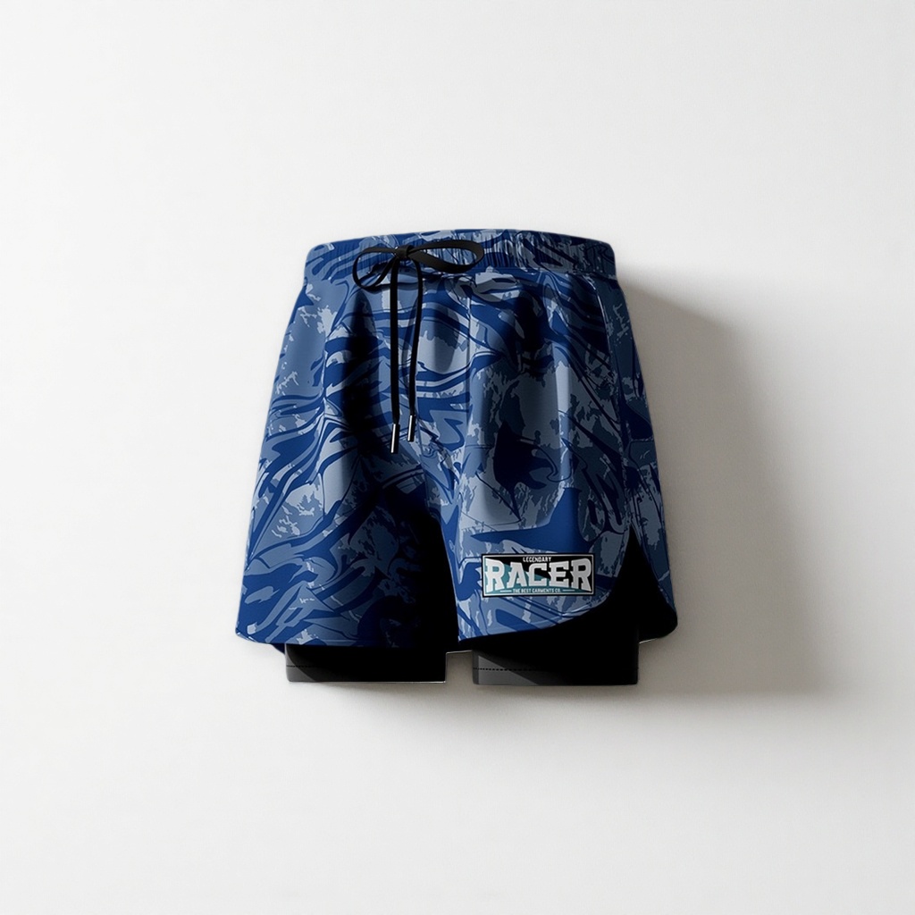 Blue camouflage pattern sports shorts, quick-drying and breathable, men's and women's summer casual fitness shorts Specification image