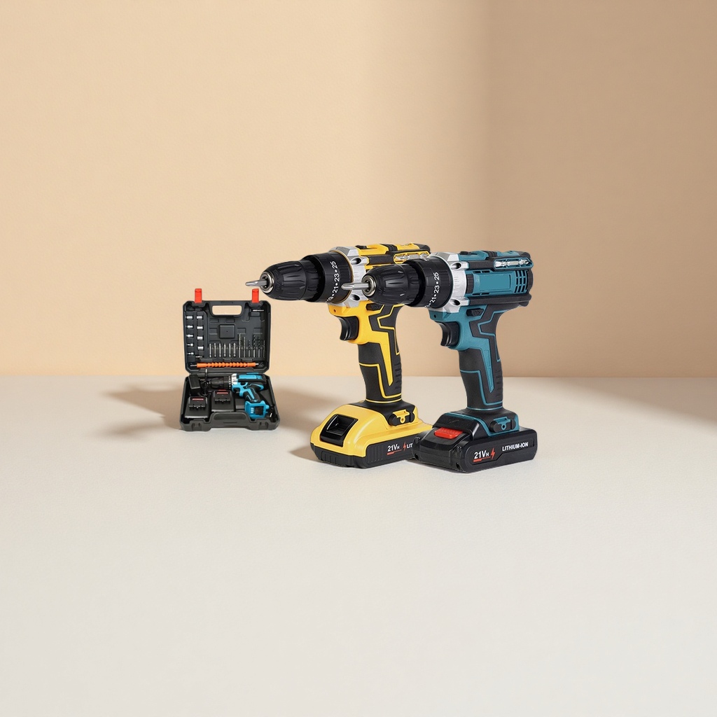 Yellow and blue multi-functional electric drill, household lithium battery rechargeable drilling screwdriver Application Scenario