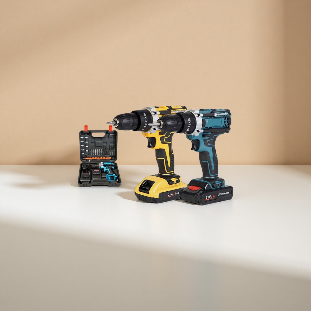 Yellow and blue multi-functional electric drill, household lithium battery rechargeable drilling screwdriver Specification image