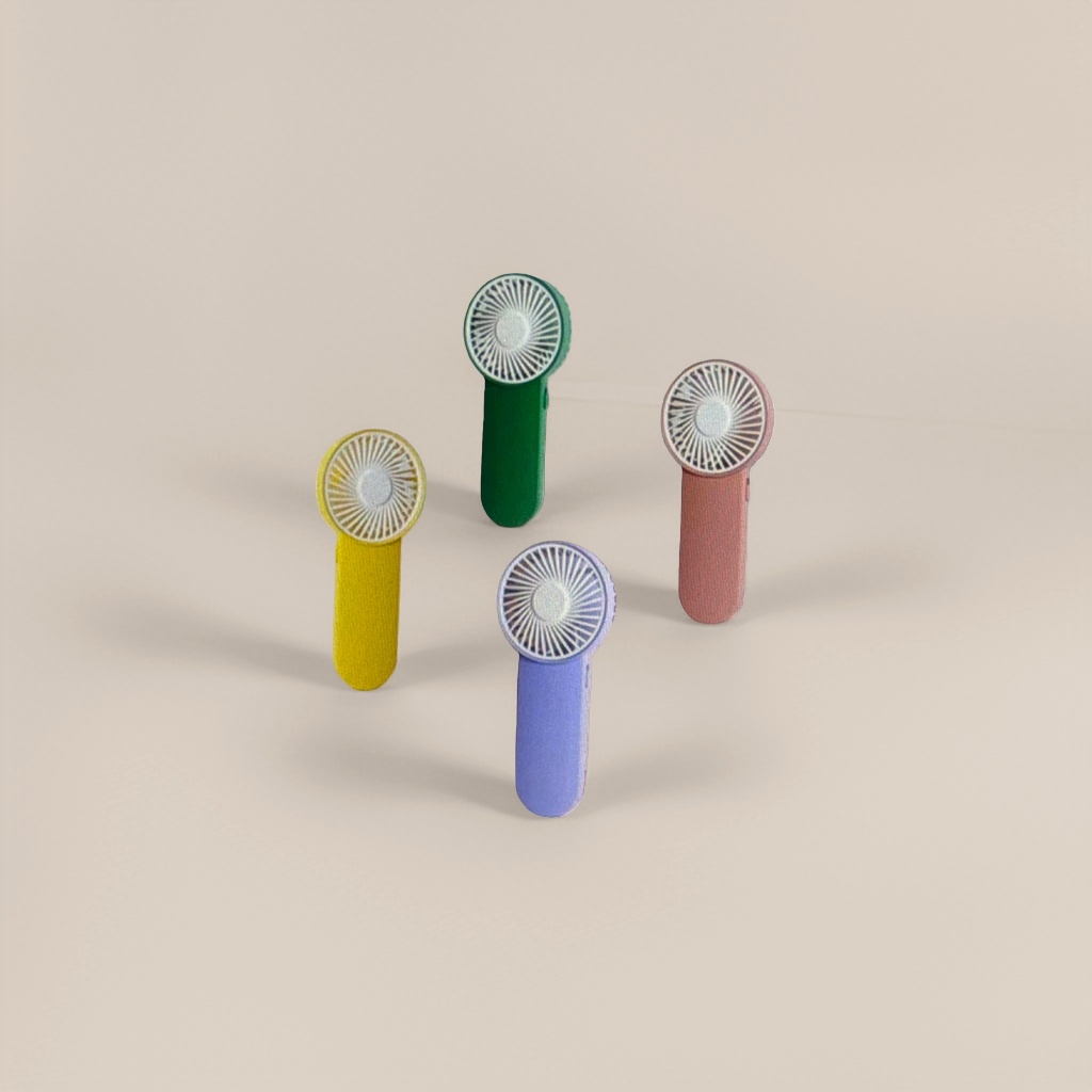 The colorful mini handheld fan is compact, portable, silent, and can be charged via USB for cooling in summer Specification image