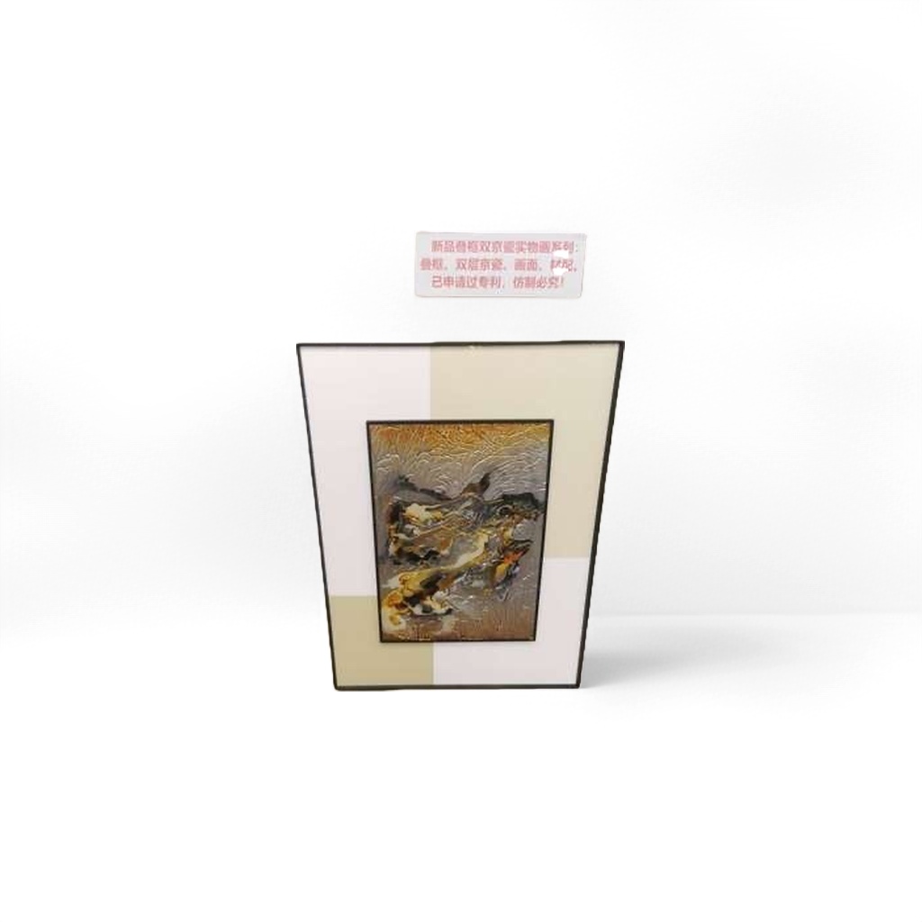 金色纹理背景+抽象画作产品图