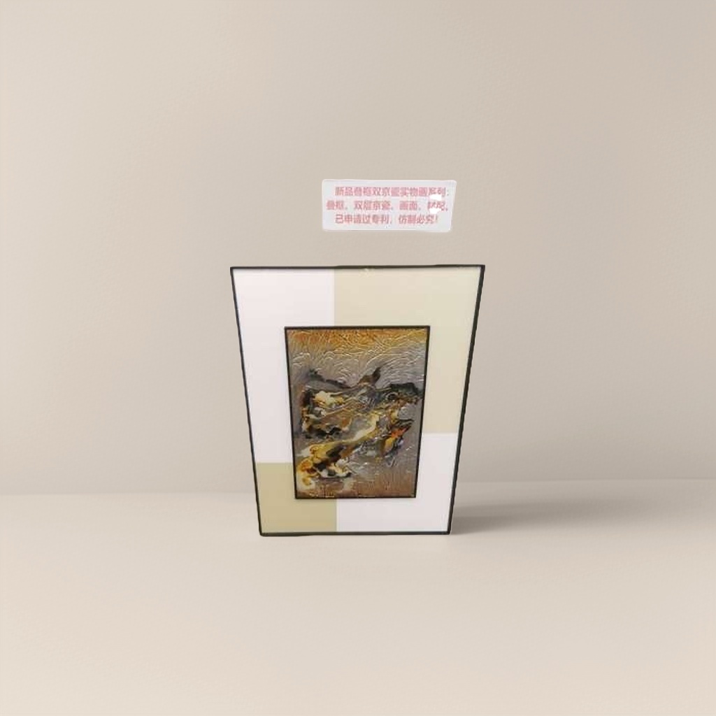 金色纹理背景+抽象画作细节图