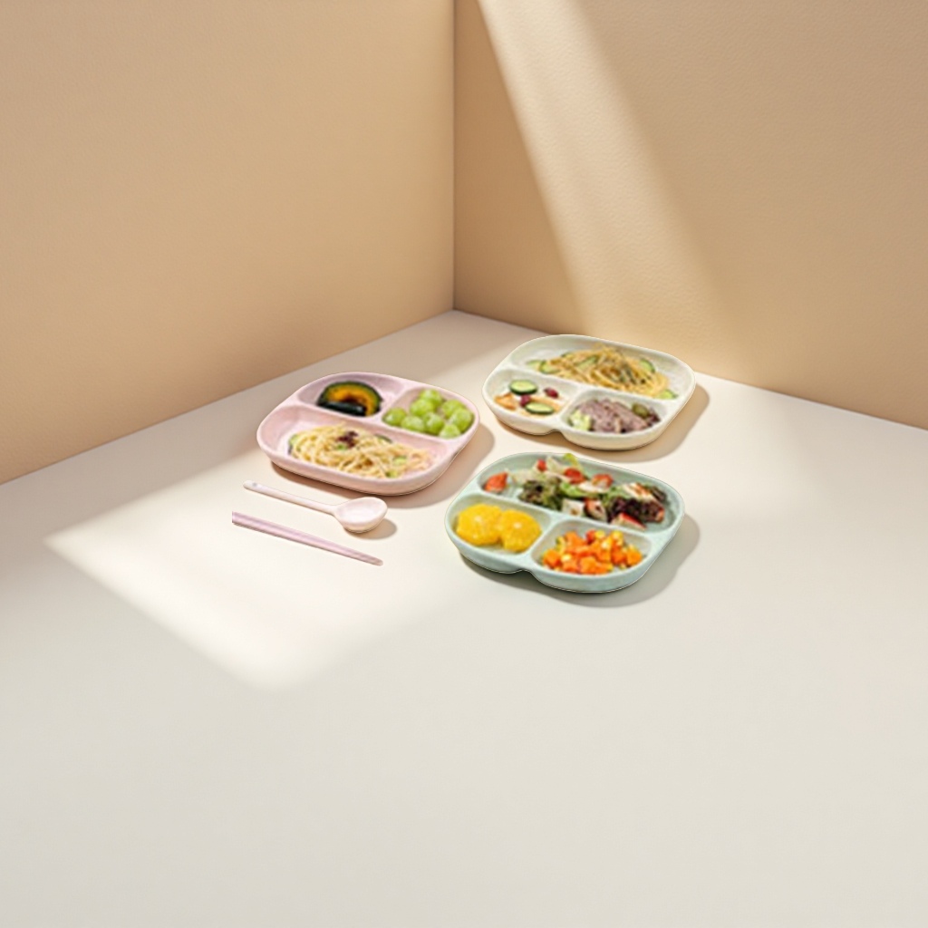 彩色分格餐盘 儿童宝宝辅食分隔餐盘食物不串味防洒漏