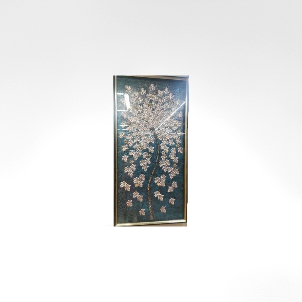 金色边框立体花卉树壁画 3D浮雕PVC材质 客厅卧室背景墙装饰