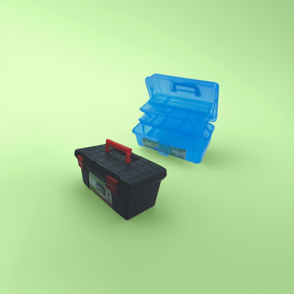 蓝色黑色三层加厚收纳工具箱 工具整理箱家用储物箱