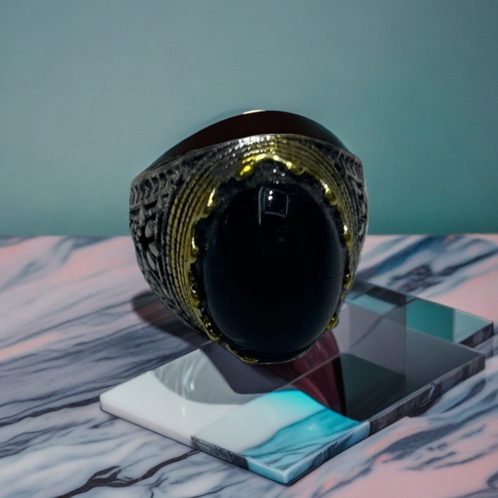 黑色宝石戒指女士时尚简约百搭轻奢气质💍