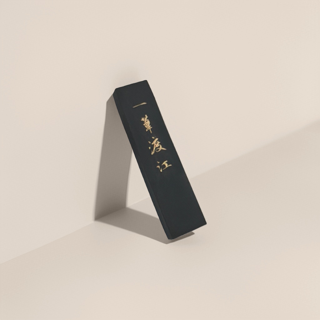 A set of ink writing tools for calligraphy practice with black ink strips and wooden bases