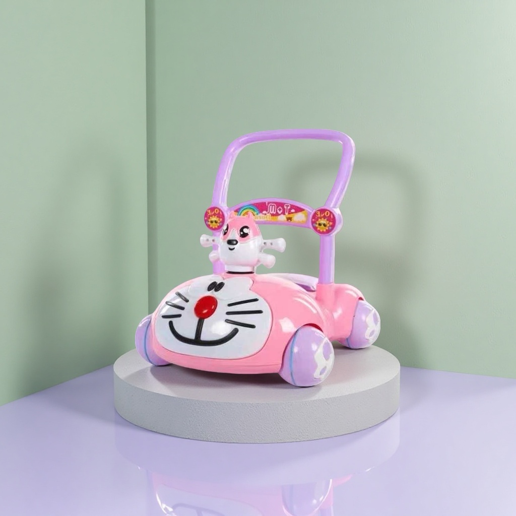Color rosa doraemon forma baby andador portabebés altura ajustable reposabrazos de seguridad Application Scenario