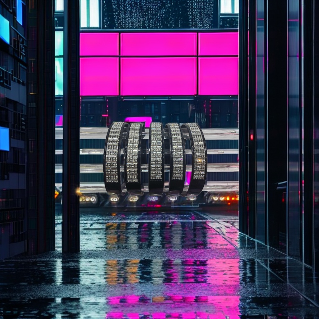 黑色镶钻手镯 女士时尚轻奢百搭手腕饰品细节图
