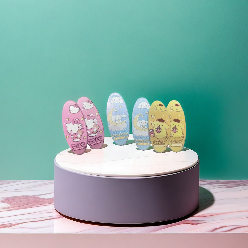 粉色Hello Kitty蓝色Cinnamoroll黄色Purin三色卡通发夹套装