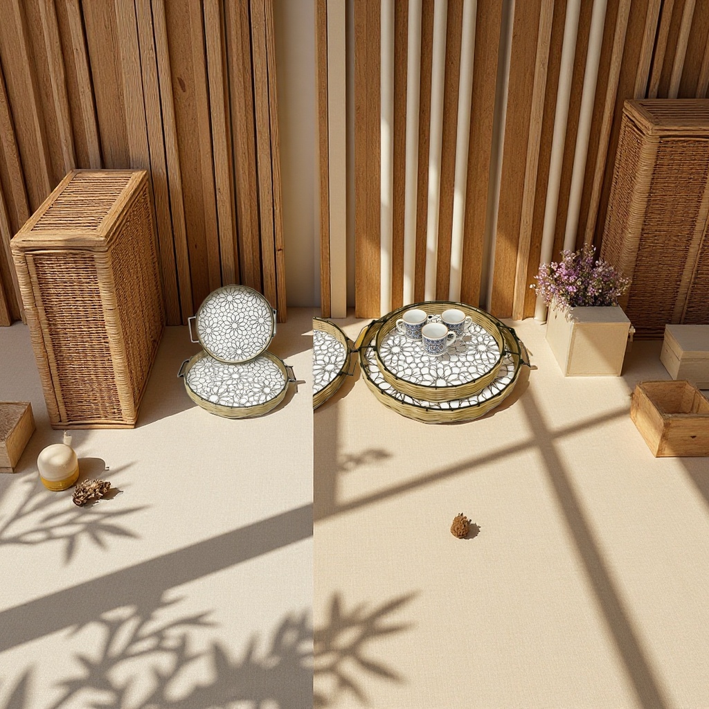编织托盘 家居收纳整理盘 多功能桌面置物篮 北欧风简约 decor