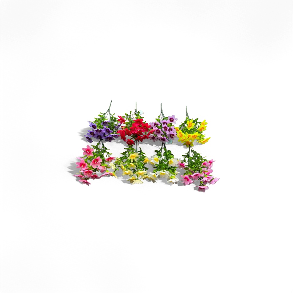 Simulación de color pequeño narciso ramo decoración de interiores decoración de boda arreglo de casa conjunto de flores Application Scenario