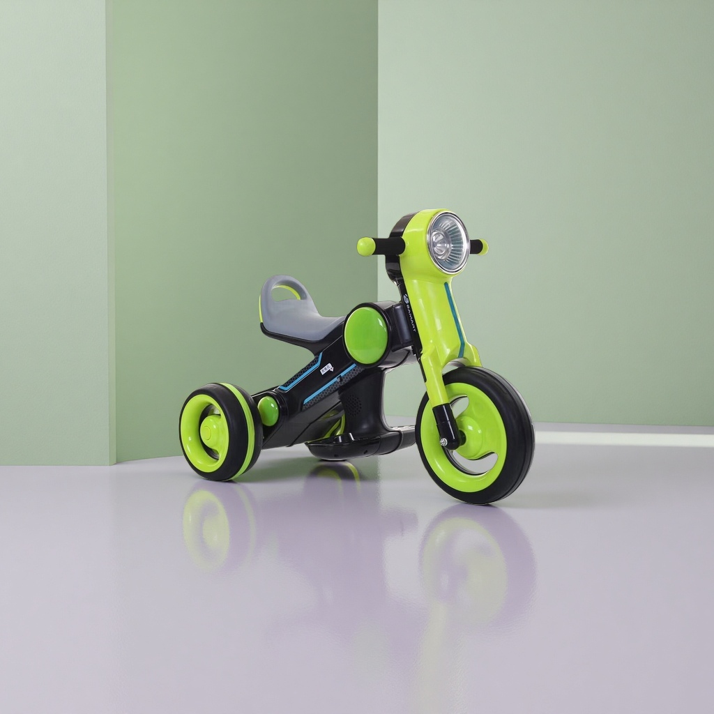 Трехколесный мотоцикл green kids с дистанционным управлением может содержать музыку в безопасной окружающей среде Specification image