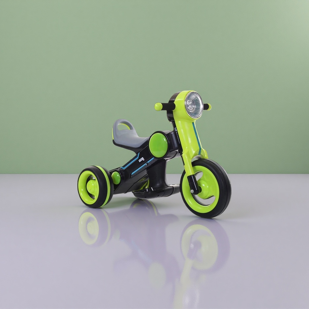 Трехколесный мотоцикл green kids с дистанционным управлением может содержать музыку в безопасной окружающей среде details Picture