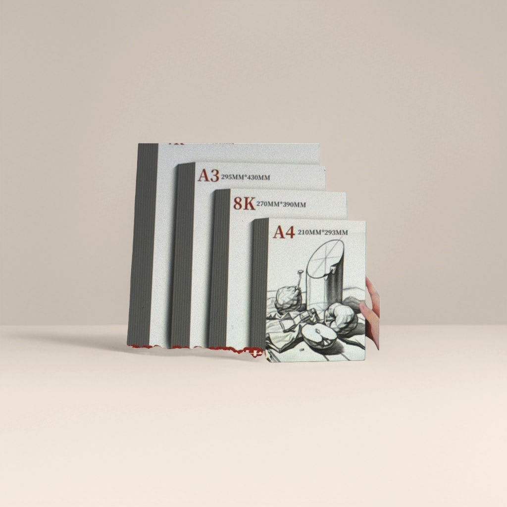 White drawing paper for still life sketches, available in 8K to 16K single sheets