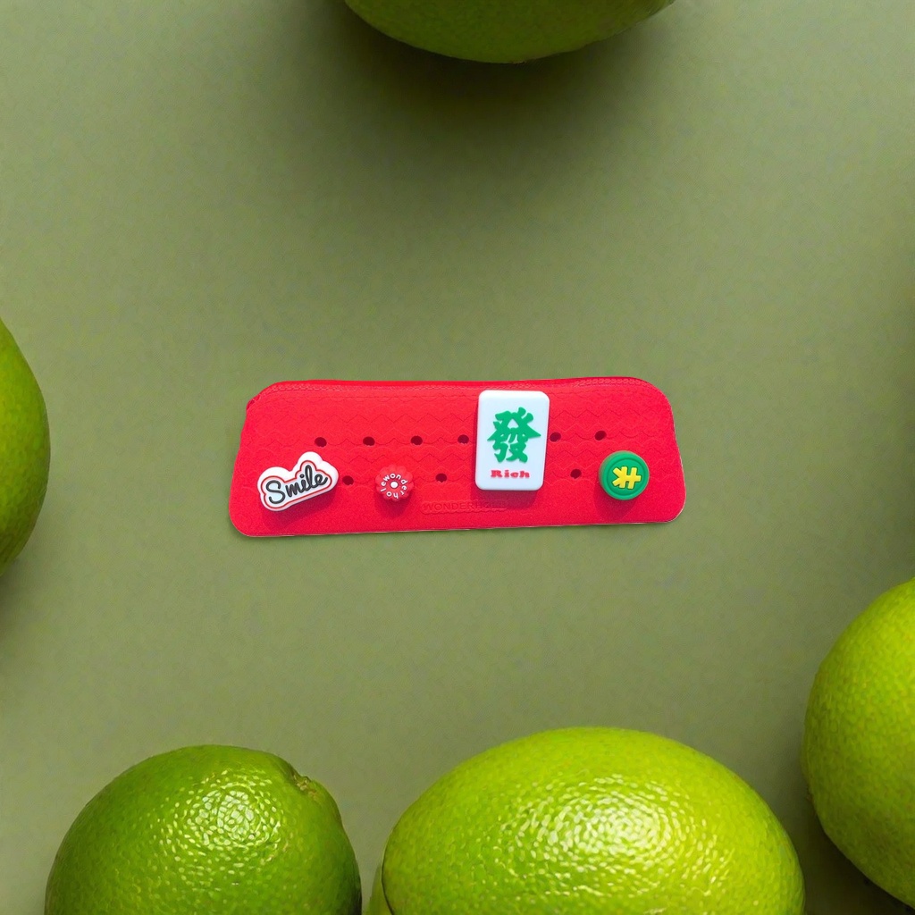 Red pencil case Smile cloud sticker wonder round sticker White Mahjong character card Rich green RMB symbol