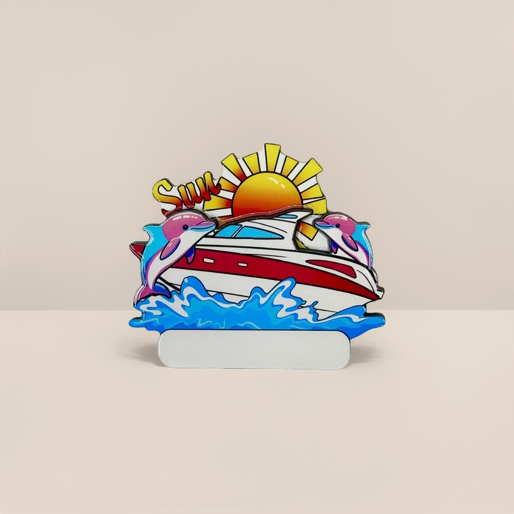Colorful dolphin yacht Sun tile Creative car fridge magnet decoration for home use, removable Application Scenario