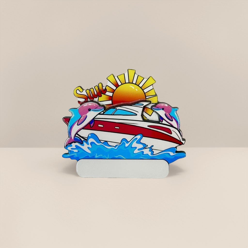 Colorful dolphin yacht Sun tile Creative car fridge magnet decoration for home use, removable details Picture