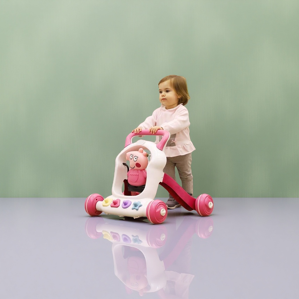 Pink Peppa Pig children's baby walker, early education walking aid stroller for 1-3 years old, adjustable Specification image