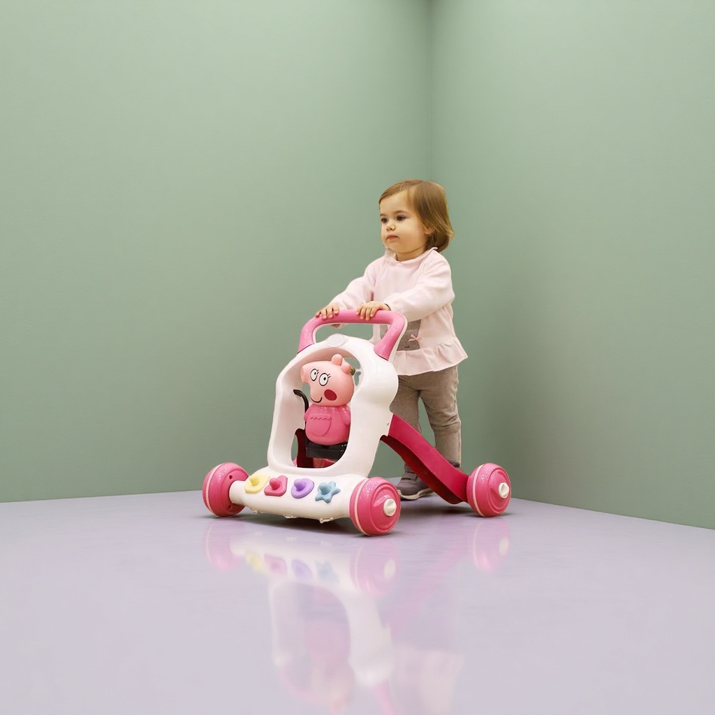 Pink Peppa Pig children's baby walker, early education walking aid stroller for 1-3 years old, adjustable Application Scenario