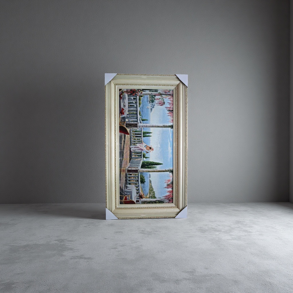 The soft furnishings for the living room and bedroom are decorated with beige carved picture frames and landscape embroidery paintings Application Scenario