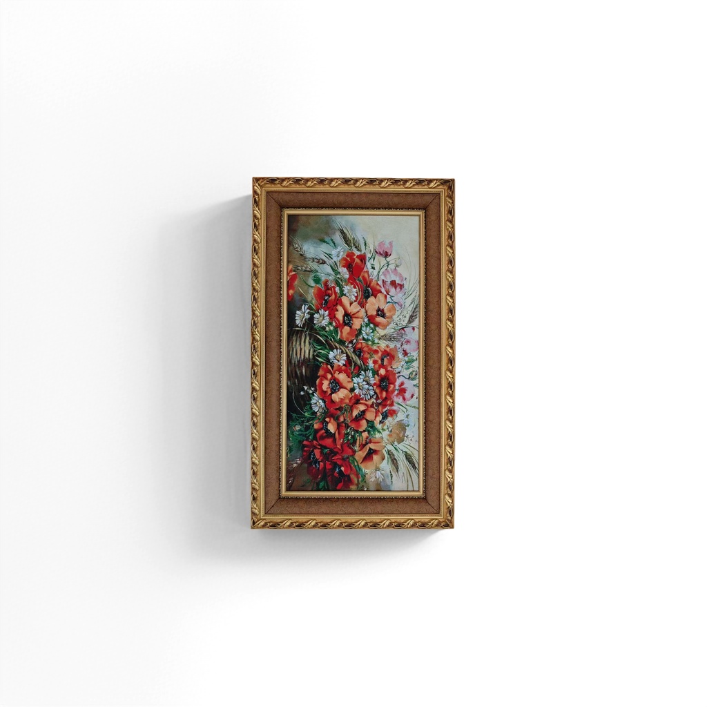 Golden carved picture frame floral oil painting decorative hanging painting, artistic decorative items for living room and bedroom walls details Picture