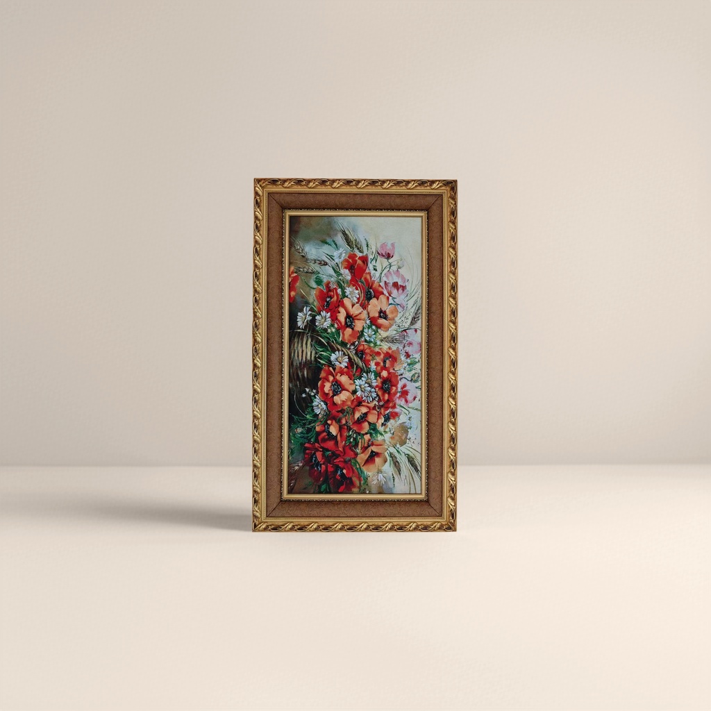 Golden carved picture frame floral oil painting decorative hanging painting, artistic decorative items for living room and bedroom walls Specification image